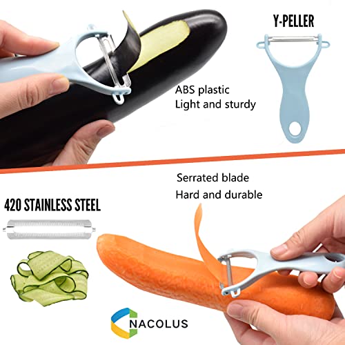 NACOLUS Handheld Mandoline Slicer for Kitchen, Vegetable Slicer Multi Blade Potato Chip, Veggie shredder, Vegetable Cutter, Julienne Shredder and peeler For Small Job In Kitchen Blue - color: Blue
