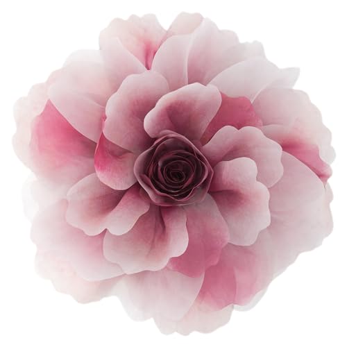 OiseauVoler 3D Peony Flower Decorative Throw Pillow with Insert Included | Handmade Cute Round Pillow Cushion Aesthetic for Couch Bed Home Decor Red Gradient 12 Inch