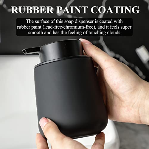 Bosilunlife 12Oz Ceramic Foam Soap Dispenser for Bathroom Kitchen Counter | Premium countertop foam pump creates delicate dense foam, stable desktop placement, Rubber Paint Black - color: Rubber Black