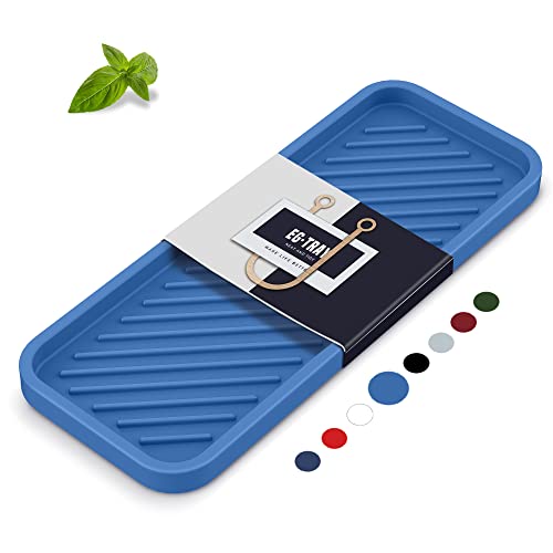 Silicone Sponge Holder, Kitchen Sink Organizer Tray（Blue） | Soap Sponge Holder for Bathroom Counter Sponge Caddy Dish Soap for Scrubber,Soap Dispenser,Scouring Pad - color: E-bu, size: 9.3x3.6inch