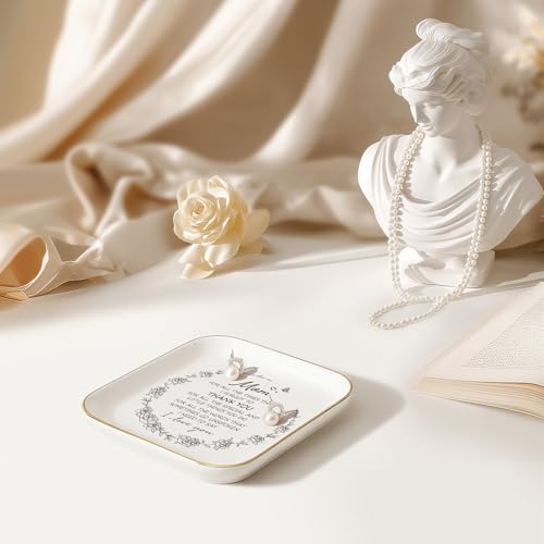 Birthday Gifts for Mom - Ceramic Jewelry Dish Tray - Thank You Mom Birthday Gifts from Daughter Son, Mama Gift for Mother in Law, Perfect Mother’s Day or Christmas Appreciation Present - color: Gold trim-Mom
