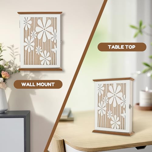 US Wooden Key Box Wall Mount Wooden Key Holder Decorative Wall Key Hanger with 6 Key Hooks Rustic Key Cabinet Key Organizer Entryway Key Holder for Wall Entryway Hallway(Style 1) - size: Style 1