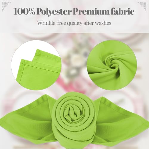PLOYMONO Apple Green Cloth Napkins - 8 Pack 17" x 17" Polyester Napkins | Heavy Duty 180 GSM Cloth Napkins with Hemmed Edges - Great for Restaurants, Weddings, Parties, Banquets Dinner - color: Grass Green