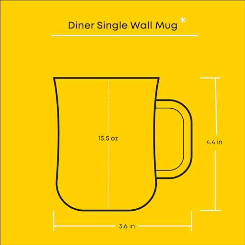 JoyJolt Glass Coffee Cups - 15.5oz Diner Mugs Set of 6. Bar Accessories, Cafe Style Clear Mug, Cappuccino, Latte, Tea Cup, Large Espresso Glasses - size: Set of 6