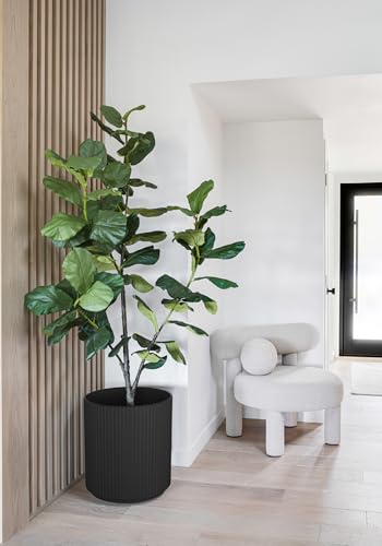 Veradek Round Demi Planter Pots for Indoor/Outdoor Garden Use, Made from Plastic-Concrete Mix with Drainage Holes, Perfect for Small to Large Succulent Plants, Flowers, Modern Interior Plants | Made From a Durable Plastic-Stone Composite With Pre-Drilled