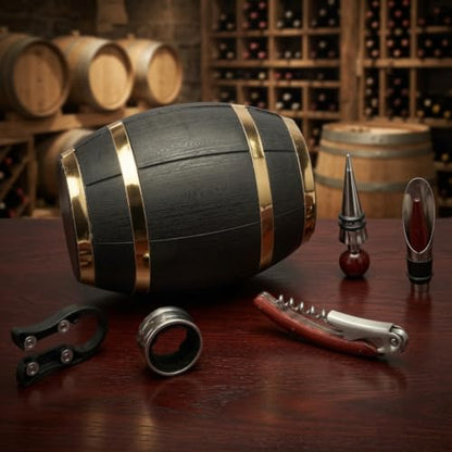 Barrel Shaped Wine Opener Gift Set (Gold) | Unique Wine Opener Gift Set - color: Gold
