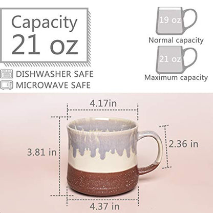 Bosmarlin Large Ceramic Coffee Mug, Big Tea Cup, 7 Colors to Choose, 21 Oz, Dishwasher and Microwave Safe, 1 PCS (Red) - color: Red