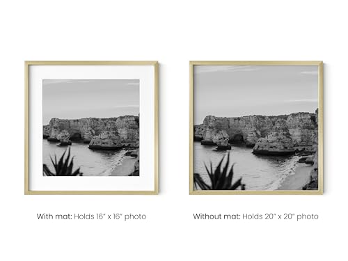 HAUS AND HUES 20x20 Gold Metal Picture Frame Matted to 16x16 - Features Premium Aluminum & Hanging Hardware, Shatterproof Plexiglass - Ideal for Home, Office (20x20 in, Gold, Set of 1) - color: Gold Metal, size: 20x20 in, style: Set of 01