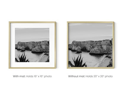 HAUS AND HUES 20x20 Gold Metal Picture Frame Matted to 16x16 - Features Premium Aluminum & Hanging Hardware, Shatterproof Plexiglass - Ideal for Home, Office (20x20 in, Gold, Set of 1) - color: Gold Metal, size: 20x20 in, style: Set of 01