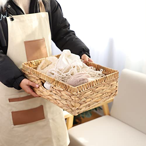 YAHUAN Water Hyacinth Storage Baskets, Hand-Woven Baskets with Built-in Handles Wicker Baskets for Organizing Storage Baskets for Bedroom,Living room,Pantry(Original)