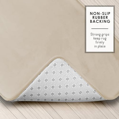 Clara Clark Bathroom Rugs, Velvet Memory Foam Bath Mat, Non-Slip Bath Rugs, Machine Wash, Dries Quickly, Ultra Soft Plush Bath Mats for Bathroom, - color: Linen