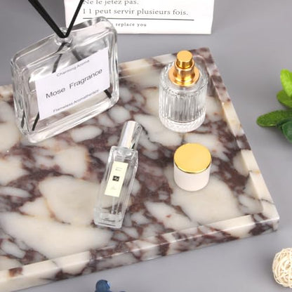 Marble Bathroom Vanity Tray, Calacatta Viola, 12" x 8" x 0.8" | Home Kitchen Bathroom Tray, Natural Stone Decorative Countertop Trays, Soap Dispenser Perfume Key Trinket Ring Tray - color: Calacatta Viola