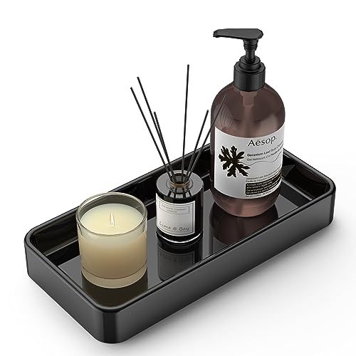 Gurygo 8" Ceramic Kitchen Soap Tray - Small Rectangular Vanity Tray for Bathroom - Countertop and Vanity Tray - Comestic Holder Bathtub Organizer - Bathroom Tray, (Black, Set/1) - color: Black, size: 7.9" x 4" x 1.1"