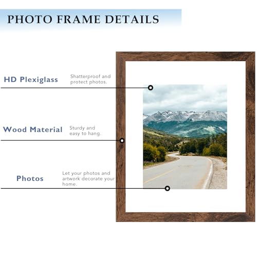 10x14 Picture Frame Deep Brown for 30 x 40cm Diamond Art Painting, Wood 10x14 Frame with 8.5x11 Mat for Wall Mounting, 30x40 cm Frame with Shatter-Resistant Plexiglass, Deep Brown, 3 Pack - size: 10x14 inch