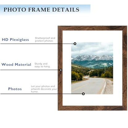 10x14 Picture Frame Deep Brown for 30 x 40cm Diamond Art Painting, Wood 10x14 Frame with 8.5x11 Mat for Wall Mounting, 30x40 cm Frame with Shatter-Resistant Plexiglass, Deep Brown, 3 Pack - size: 10x14 inch