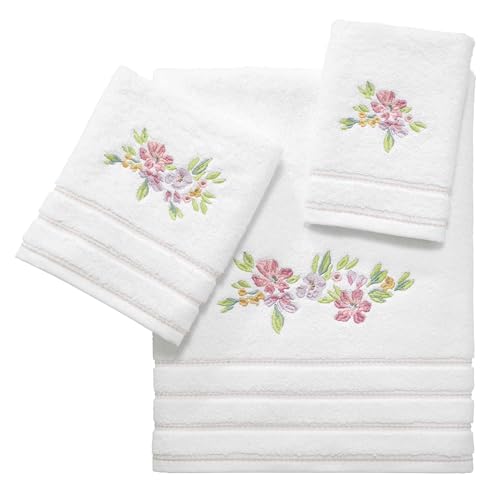 Izod - Bathroom Towel Set, 100% Soft and Absorbent Cotton Hand, Fingertip & Bath Towel, Floral Home Decor, Set of 3 (Catalina)