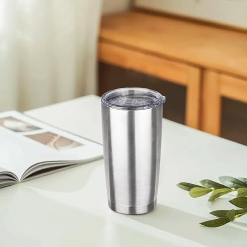 20oz Tumbler Insulated Tumbler with Sliding Lid,(Silver, 1pack | 304 Stainless Steel,Travel Coffee Tumbler,Double Wall Vacuum,Gifts for Christmas Women Men School Home Office