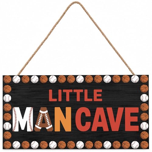 Sport Little Man Cave Hanging Sign Home Wall Decor Rustic Farmhouse living room Decor home kitchen Wall Art Sign - color: Purple