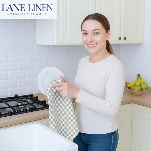 LANE LINEN Cotton Kitchen Towels Set, 4-Pack – Absorbent, Quick-Drying Dish Towels, Tea Towels, 18" x 28" - Slate Grey - color: 08: Slate Grey, size: 18''x28" - 4 Pack