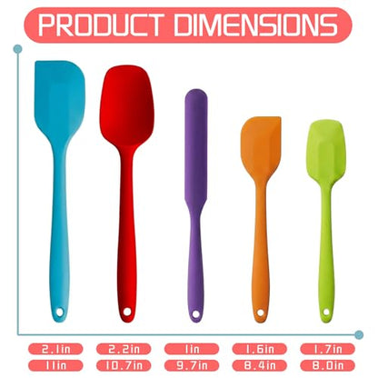 5 Pieces Silicone Spatula Set BPA Free | Rubber Spatula Heat Resistant Essential for Cooking Baking Non Stick Dishwasher Safe Kitchen Tools Multicolor - color: Multicolor