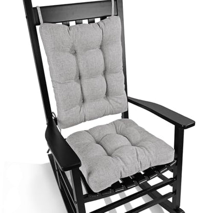BUYUE Chair Cushion Set for Rocking Chair, Back Pillow & Seat Cushion with Ties, Original Woven Fabric Non-Slip Chair Pads for Elderly Sitting, Light Gray - color: Light Gray