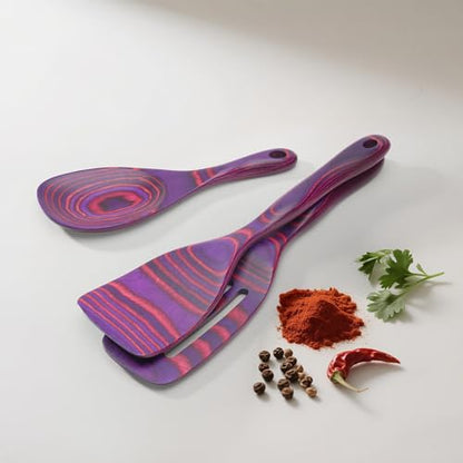 7 PCS Pakkawood Kitchen Utensils | Kitchen Cooking Utensil Set | Pakkawood Utensils | Non-Stick Wooden Spoons | Wooden Spoons for Cooking | Byzantium - color: Byzantium-7PCS