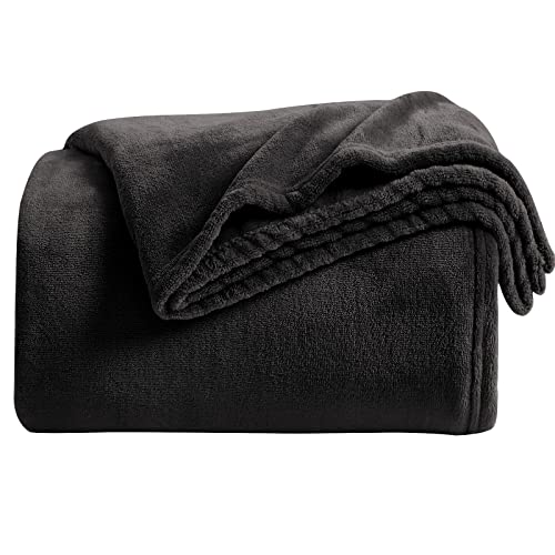 KMUSET Super Soft Throw Blanket Premium Silky Flannel Fleece Throw Size Black Microfiber Lightweight Blanket All Season Use - color: Black, size: Throw(50"x60")