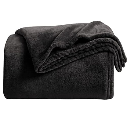 KMUSET Super Soft Throw Blanket Premium Silky Flannel Fleece Throw Size Black Microfiber Lightweight Blanket All Season Use - color: Black, size: Throw(50"x60")