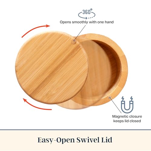 Totally Bamboo Salt Cellar with Swivel Lid, Salt Container for Countertop | Easy-open magnetic lid for one-hand use while cooking. 6 oz salt box for favorite salts, seasonings, or herbs. - style: Original Salt Box