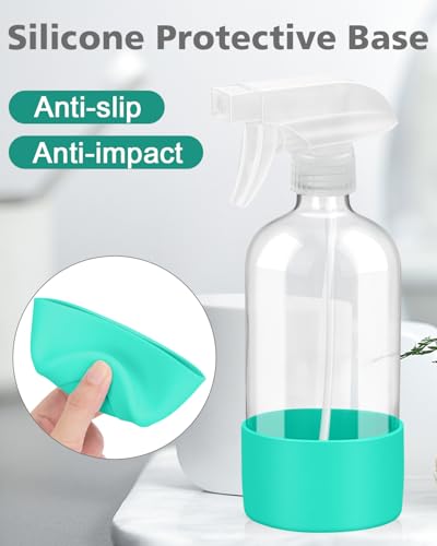 Rionisor Glass Spray Bottles with Silicone Sleeve Protection, Empty 16OZ Reusable Spray Bottles, Refillable Containers with Spray Nozzles for Cleaning Solutions, Plants and Essential Oils 1 Pack Green - color: Green, style: 1 Pack