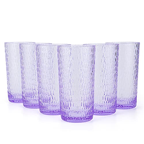 KX-WARE 22-ounce Honeycomb Highball Glasses Plastic Tumbler Acrylic Glasses, set of 6 Purple - color: Purple