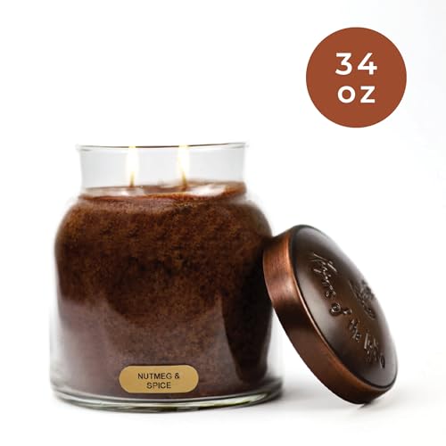 A Cheerful Giver - Nutmeg & Spice - 34oz Papa Scented Candle Jar with Lid - Keepers of The Light - 155 Hours of Burn Time, Gift for Women, Brown - size: 34 oz, style: Nutmeg & Spice
