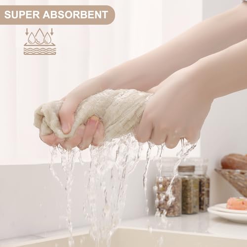 Homaxy 100% Cotton Terry Kitchen Towels(15" x 25", 8 Pack), Beige | Soft and Super Absorbent Dish Towels, 380 GSM Reusable Tea Towel with Hanging Loop, Pineapple Grid Designed - color: Beige, size: 15 x 25 - 8 Pack