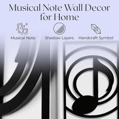 GALLERY GRACE 4-Pc Music Notes Metal Wall Art, Black Wall Decor Set | 11 x 16 In Metal Panels, Music Notes Wall Decor, Minimalist Style, Ready to Hang, for Living Room, Office, Studio or Bedroom - style: Modern Musical Art