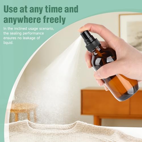 Vitreaux 4oz Amber Glass Spray Bottles Mist Sprayer Set of 4,Empty Small Spray Bottle Fine Mist Spray Refillable Containers,Mini Travel Bottle Spray Bottle Make Perfect Oil,Perfume,Body Sprays