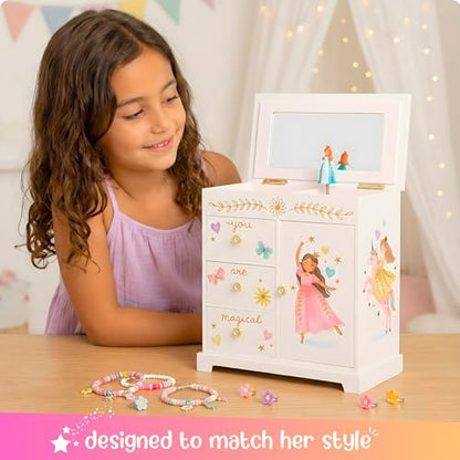 Giggle & Honey® Princess Musical Jewelry Box for Girls | Kids Music Box with Drawers, Fairytale Gifts for Girls Birthday, Princess Jewelry Boxes for Ages 3-10 - style: Perfect Princess