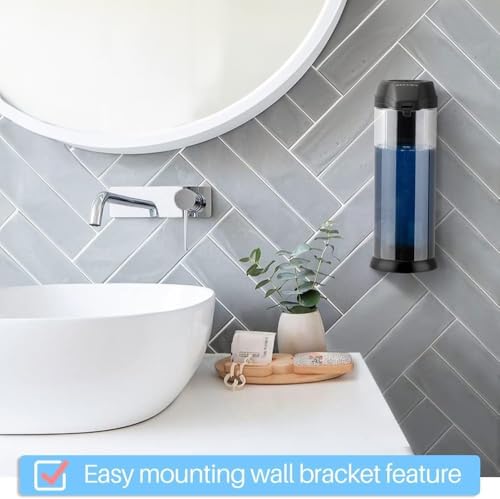 Secura 17oz Automatic Liquid Soap Dispenser, Touchless Battery Operated Hand Soap Dispenser with Adjustable Soap Dispensing Volume Control Dial, Personal Care Dispenser (Black) - color: Black, size: 500ml