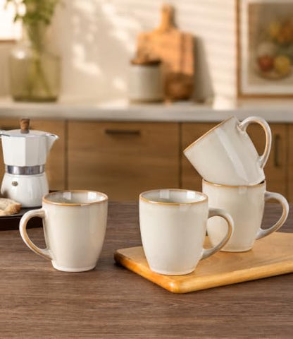 GBhome 12OZ Coffee Mugs Set of 4, Stoneware Coffee Mugs Set, Dishwasher & Microwave Safe - color: Almond Cream, size: Set of 4