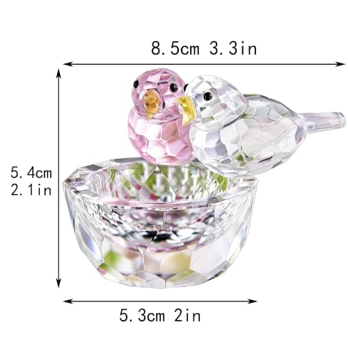 3.3'' Crystal Bird Figurine Collectible Art Glass Animal Gifts for Women | K9 Crystal,Bird Decor For Home,Glass Paperweight,Christmas Anniversary Wedding Party Decoration,Jewelry Organizer,Ring Holder - style: Double Birds