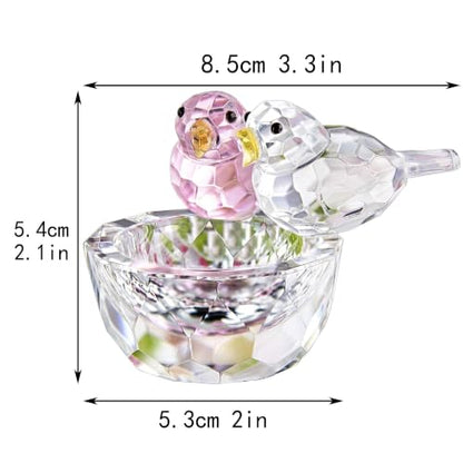 3.3'' Crystal Bird Figurine Collectible Art Glass Animal Gifts for Women | K9 Crystal,Bird Decor For Home,Glass Paperweight,Christmas Anniversary Wedding Party Decoration,Jewelry Organizer,Ring Holder - style: Double Birds