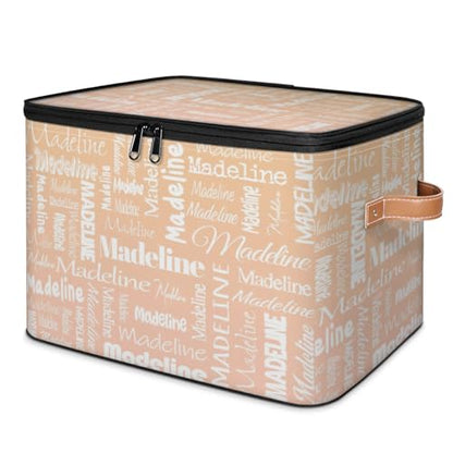 Storage Basket Custom Name, Personalized Keepsake Box, Apricot | Foldable Fabric Gradient Large Memory Bin with Handle Lid Lightweight Waterproof Dustproof, 14"L x 10.2"W x 10.4"H - color: Option 19
