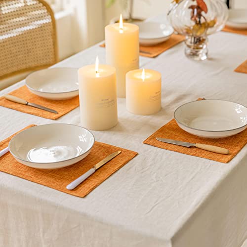 Home Brilliant Cloth Placemats Set of 6 Heat Resistant Dining Table Place Mats for Kitchen Table Party Decorations Decor, 13 x 19 inches, Orange - color: Orange, size: Placemats 13" x 19", Set of 6