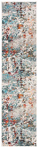 SAFAVIEH Madison Collection Runner Rug - 2'2" x 6', Grey & Blue, Modern Abstract Design, Non-Shedding & Easy Care, Ideal for High Traffic Areas in Living Room, Bedroom (MAD471F) - color: Grey/Blue, size: 2'2" x 6' (Runner)