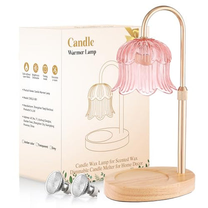 Candle Warmer Lamp Adjustable Timer Electric－Pink Flower Wax lamp - color: Pink