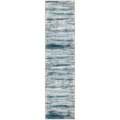 KOZYFLY Modern Abstract Hallway Runner Rug, 2.6x10 Washable Rug Runner Non-Slip Soft Striped Kitchen Runner Rugs, Print Blue Carpet Runner for Entryway Bathroom Laundry Room Foyer - color: Blue, size: 2'8" x 10' (Runner)