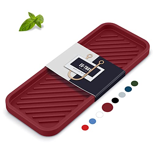 Silicone Sponge Holder, Kitchen Sink Organizer Tray（Mahogany） | Soap Sponge Holder for Bathroom Counter Sponge Caddy Dish Soap for Scrubber,Soap Dispenser,Scouring Pad - color: F-ru, size: 9.3x3.6inch
