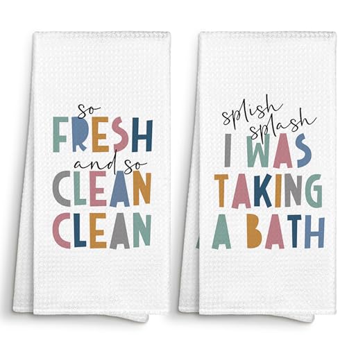 Kids Nursery Bathroom Decor Hand Towels 16x24 Set of 2, So Fresh and So Clean Decorative Towels Gifts for Kids Baby Toddlers, Splish Splash Bathroom Kitchen Hand Towel Decor - color: Fresh