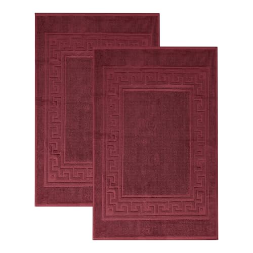 Superior Heavyweight Cotton Bath Mats, 2-Piece Rugs For Bathroom Accessories, Washable Rug For Shower, Toilet, Modern Decor, No Backing, Luxury Hotel And Spa Quality, Set of 2, 22" x 35", Burgundy - color: Burgundy, size: 22" x 35" (Set of 2)
