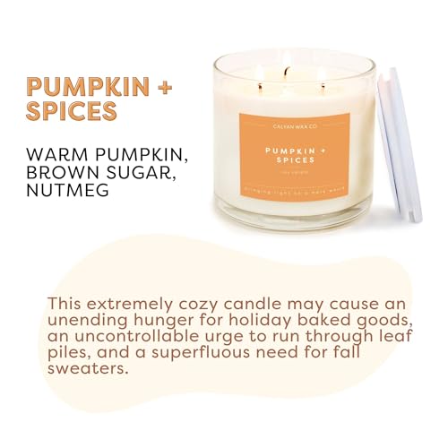 Pumpkin & Spices 3 Wick Scented Candle - 43 Hour Burn - Luxury 3 Wick Soy Candles - Clean Soy Wax Candles - Long Lasting Large Glass Jar Candle for Home - 14.9oz - color: Pumpkin + Spices