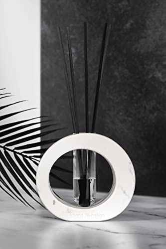 Reed Diffuser - Mosaic Collection - Comes with Ceramic Base, Diffuser Sticks, Oil, and Glass Tube - 4 Fl Oz - Round,White Marble